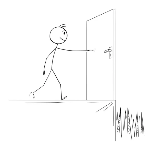 Dangereuse Surprise Derrière Porte Dessin Animé Vectoriel Illustration Personnage — Image vectorielle
