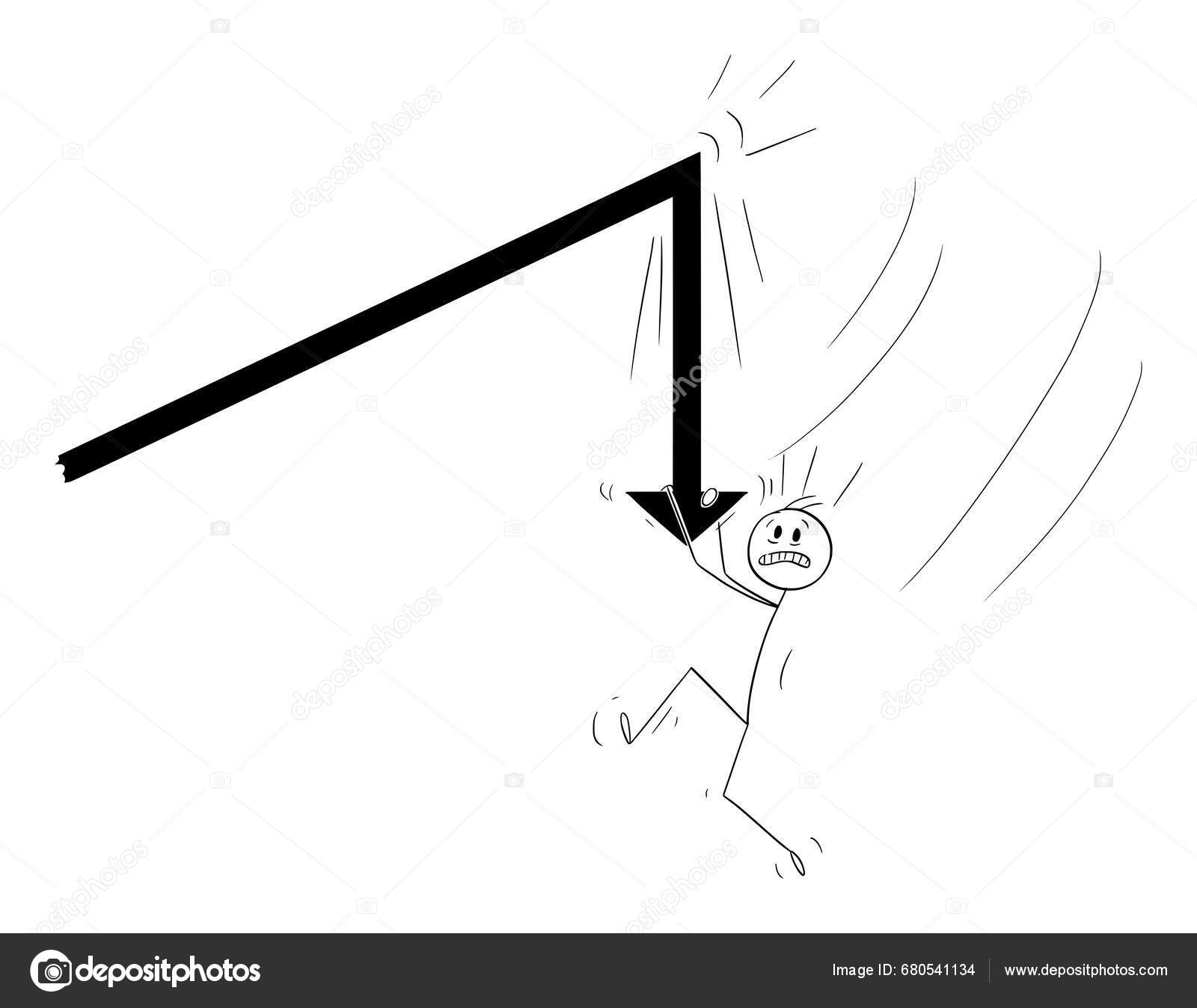 Rise Fall Business Vector Cartoon Stick Figure Character Illustration 