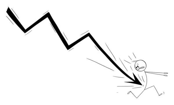 Businessman Falling Market Company Profit Vector Cartoon Stick Figure Character — Stock Vector