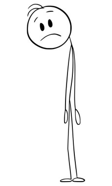 Yüz ifadesi, çizgi film karakteri figürü ya da karakter çizimi gösteren üzgün depresif kişi.