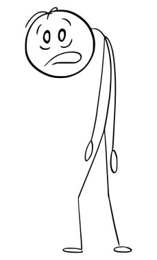 Yüz ifadesi, çizgi film karakteri figürü ya da karakter çizimi gösteren bitkin veya depresif kişi.