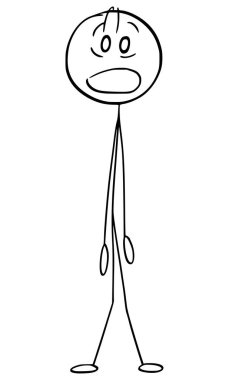 Yüz ifadesi, vektör çizgi film çubuğu figürü ya da karakter çizimi gösteren korkmuş ya da stresli kişi.