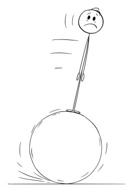 Belirsizlik ve istikrarsız durumla karşı karşıya olan kişi, vektör çizgi karakter figürü veya karakter çizimi.