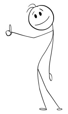 Gülümseyen kişi jest ya da otostop çeken araba, vektör çizgi film figürü ya da karakter çizimi gösterir..