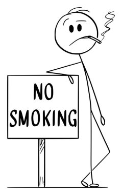 Sigara yok, sigara yok, vektör çizgi film figürü veya karakter çizimi yok..