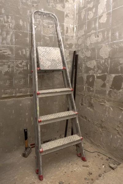 stock image Ladder in an indoor bathroom renovation construction site