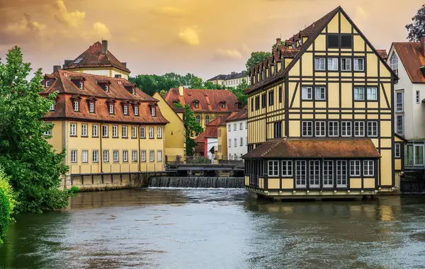 Historische Oude Binnenstad Van Bamberg Frankenland Duitsland Aan Rivier Regnitz — Stockfoto