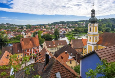 Bavria 'daki Kallmuenz köyünün hava manzarası