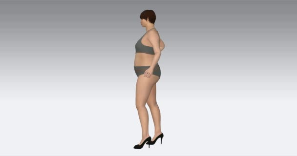 Mujer Perdiendo Peso Rotación Circular — Vídeo de stock