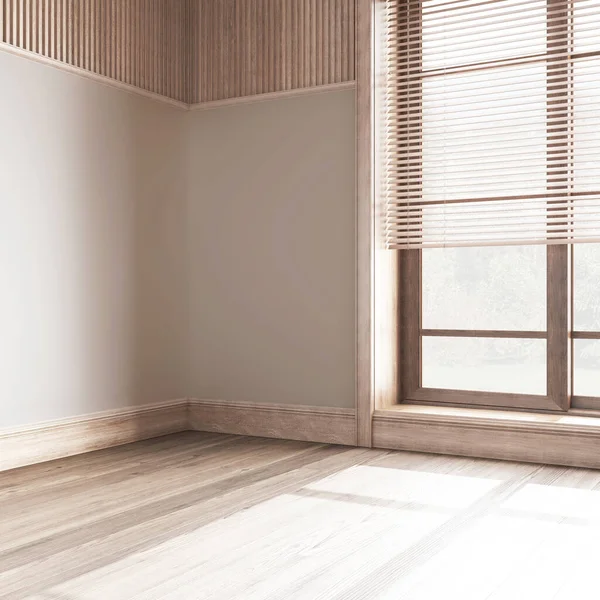 Empty Room Interior Design Open Space Parquet Floor Big Window — Stock Photo, Image