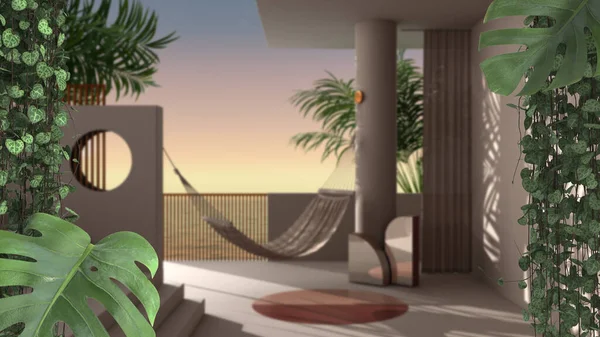 Jungle Frame Biophilic Concept Idea Interior Design Tropical Leaves Tropical — Stock Photo, Image