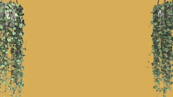 Джунглі Рамка Біофільна Концепція Тропічні Листя Ізольовані Жовтому Тлі Копіювальним — стокове фото