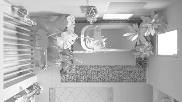 Projeto Branco Total Projecto Design Interiores Moderno Casa Banho Madeira — Fotografia de Stock
