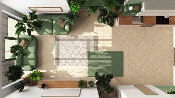 Amor Pelo Conceito Plantas Sala Estar Moderna Mínima Design Interiores — Fotografia de Stock