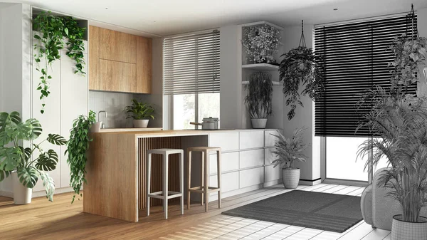 Architekt Innenarchitekturkonzept Handgezeichneter Entwurf Unvollendetes Projekt Das Reale Indoor Home — Stockfoto