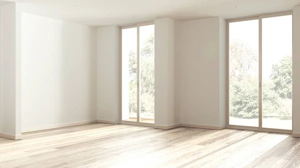 Diseño Interior Habitación Vacía Madera Blanqueada Espacio Abierto Con Suelo — Foto de Stock