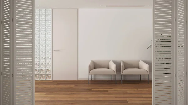 최소한의 응접실 현대식 인테리어 디자인 건축가 디자인 — 스톡 사진