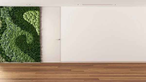 Empty Room Interior Design Open Space Vertical Garden Parquet Floors — Φωτογραφία Αρχείου