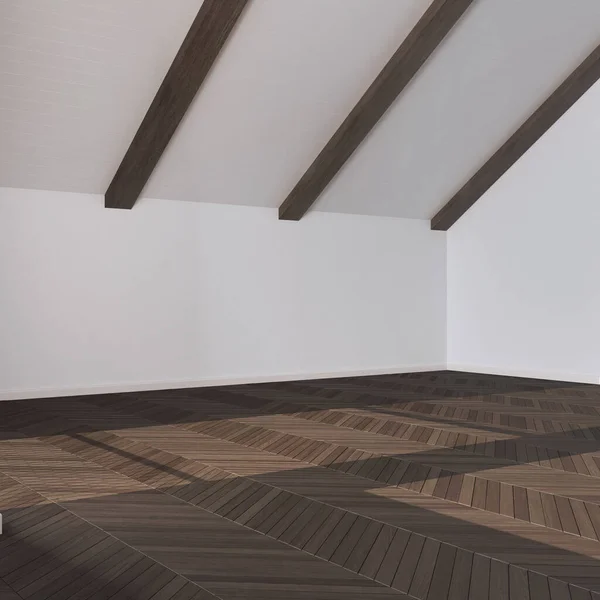 Diseño Interior Habitación Vacía Espacio Abierto Con Suelo Parquet Techo — Foto de Stock