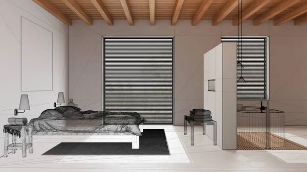 Interior Blanco Vacío Con Piso Resina Proyecto Diseño Arquitectura Personalizado — Foto de Stock