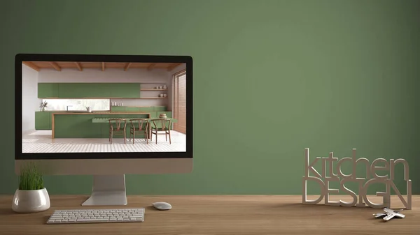 Architect Designer Project Concept Ξύλινο Τραπέζι Κλειδιά Σπιτιού Γράμματα Κάνοντας — Φωτογραφία Αρχείου