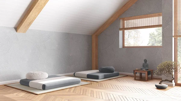 하우스에서 흰색과 다다미 파케트 인테리어 디자인 — 스톡 사진