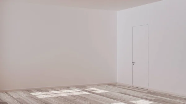 空房间室内设计 带漂白地板的开放空间 窗户和白墙 现代建筑理念 — 图库照片