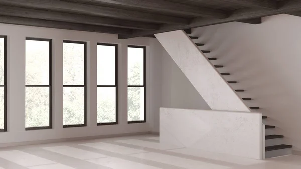 Empty Room Interior Design Open Space Resin Floor Window White — Stock Photo, Image
