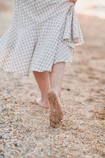 Sand Women Feet Heels Coast — Stock Photo, Image