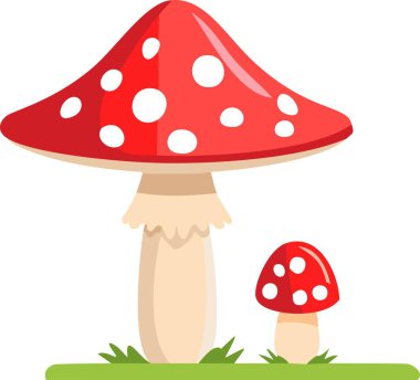 Fly Agaric Mantar Vektör Eli Çizilmiş Çizgi Filmi. Amanita Muscaria, Görüntü