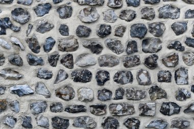 Flint taş duvarı. Normandiya 'da bina Fransa Alabaster Sahili