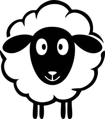 Güzel karikatür vektör koyunlar Kara çizgiler çiziyor.