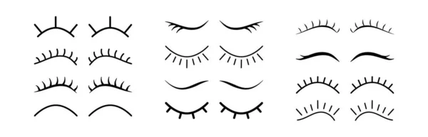 Eyelash Eye Vector Line Icon Cartoon Unicorn Lash Sleep Open — Stock Vector
