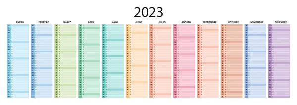 Planificador Calendario Español 2023 Vector Calendario Mes Calendario Plantilla Organizador — Vector de stock