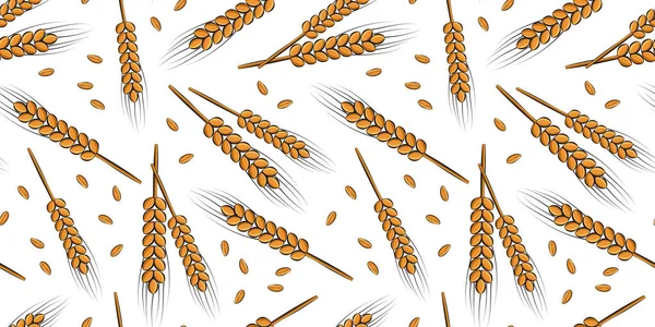 Orecchie Grano Modello Senza Cuciture Struttura Vettoriale Cereali Grano Oro — Vettoriale Stock