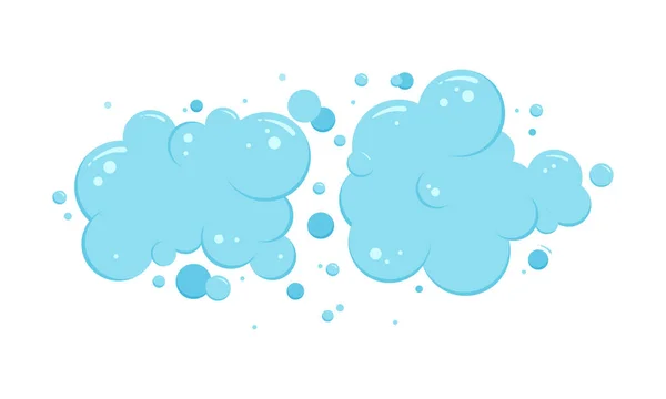 Cartone Animato Bolla Sapone Lavanderia Aria Shampoo Soda Acqua Blu — Vettoriale Stock