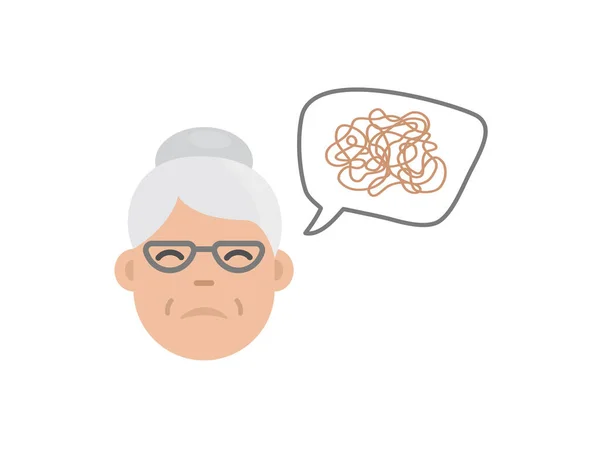 Dementia Woman Alzheimer Vector Icon Old Human Memory Loss Grandmother — 스톡 벡터