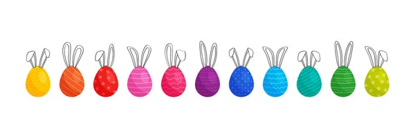 Huevo Garabato Pascua Con Orejas Conejo Lindo Conejo Dibujado Huevos — Vector de stock