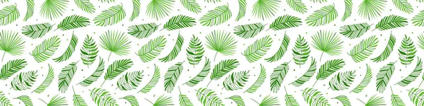 Palm Leaf Seamless Pattern Green Tree Leaves Coconut Summer Background — Stock Vector