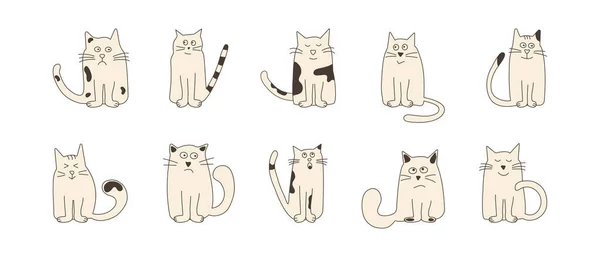 Χαριτωμένη Γάτα Doodle Ζώο Κινουμένων Σχεδίων Αστείο Κατοικίδιο Ζώο Χαρούμενος — Διανυσματικό Αρχείο