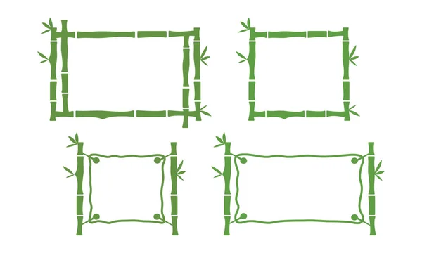 Bambusrand Tropischer Vektorrahmen Japanischer Hintergrund Grünes Pflanzenbanner Mit Blatt Quadratischer — Stockvektor