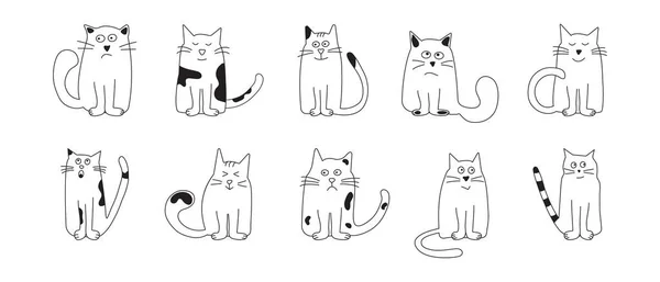 Gato Lindo Garabato Animal Dibujos Animados Mascota Divertida Gatito Feliz — Vector de stock