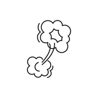 Osuruk bulutu vektör çizgisi ikonu, duman karalaması, komik nefes, hava, buhar üfürüğü, toz veya gaz gazı, çizgi film kokusu, komik gaz tasarımı. Düzenlenebilir felç. Aroma illüstrasyonu