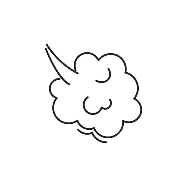 Fart Cloud Vector Line Icon Smoke Poof Doodle Comic Breath — 스톡 벡터