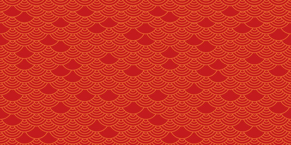 Китайский бесшовный рисунок, японский фон, восточно-красная текстура. Новогодний векторный орнамент. Традиционный мотив, волна золотой стиль. Декоративная иллюстрация