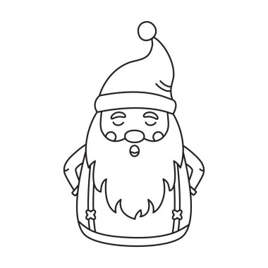 Noel Baba vektör doğrusal simgesi. Noel tasarımı, siyah xmas silueti beyaz arka planda izole edilmiş şapka. Boyama sayfası. Düzenlenebilir felç. Kış tatili çizimleri