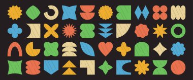 Y2k şekil ögesi, soyut retro figür, modern funky sticker, geometri basit formu, modaya uygun fütürist vektör simgesi. Asgari vintage illüstrasyon