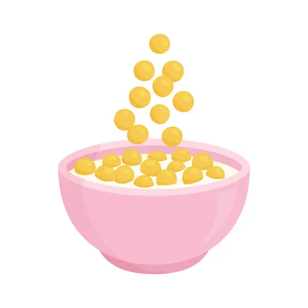 Graankom Melk Ontbijt Cornflakes Icoon Pap Havermout Voedsel Granola Bord Stockillustratie