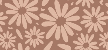 Çiçeksiz, harika desenli moka köpüğü rengi, bahar çiçeği arkaplanı, papatya deseni, şirin yaz papatyası. Soyut basit monokrom bg. 2025 yılının moda renkleri. Vektör illüstrasyonu