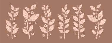 Bahar meyvesi, ökseotu, kış grunge bitkisi mocha mus rengi, dal yaprağı tebeşiri, pastel boya, Noel küçük dut kömürü seti. Modaya uygun renkler 2025 bg. Doğa vektörü illüstrasyonu